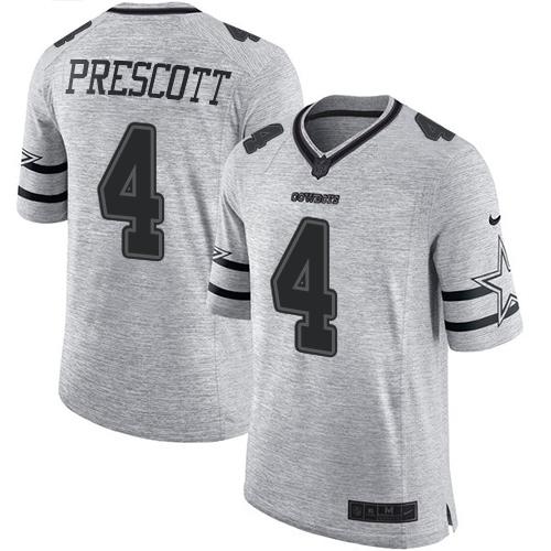 Nike Cowboys #4 Dak Prescott Gray Men’s Stitched NFL Limited Gridiron ...