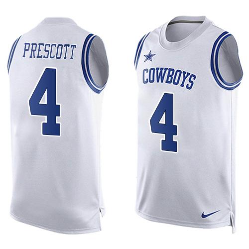 Nike Cowboys #4 Dak Prescott White Men’s Stitched Nfl Limited Tank Top 