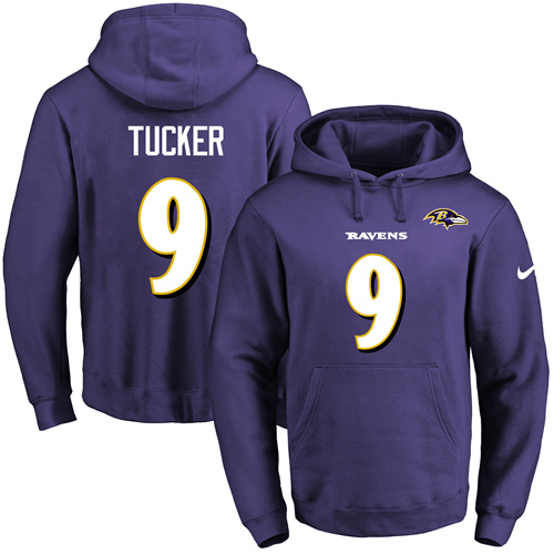 Nike Ravens #9 Justin Tucker Purple Name & Number Pullover NFL Hoodie ...