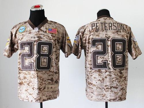 Nike Vikings #28 Adrian Peterson Camo Men’s Stitched NFL New Elite USMC ...