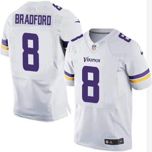 Nike Vikings #8 Sam Bradford White Men’s Stitched NFL Elite Jersey ...