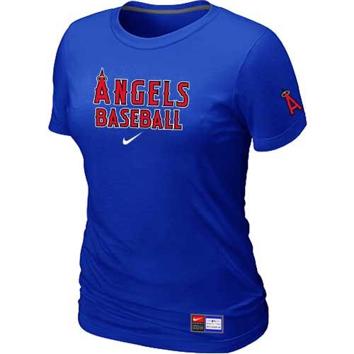 Women’s Los Angeles Angels Nike Short Sleeve Practice MLB TShirts Blue